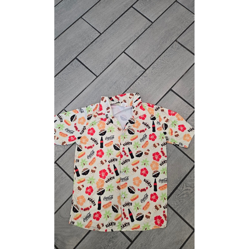 San Francisco Giants Coca-Cola Aloha Shirt Mens Medium SF Giants Baseball Cream